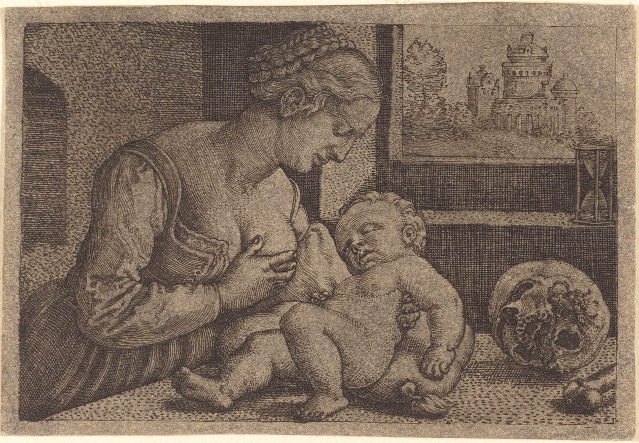 Madonna med kranium af Barthel Beham