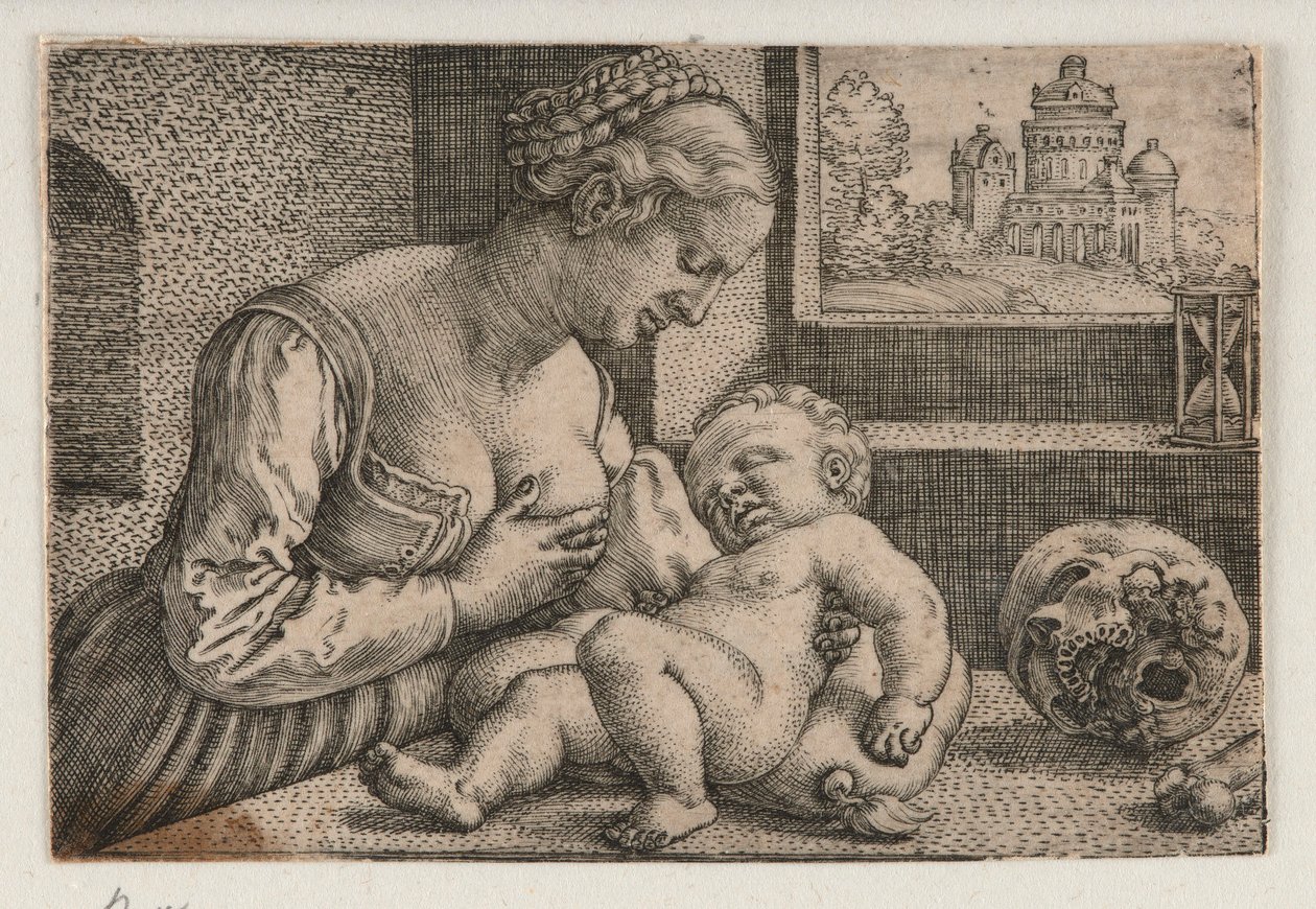 Madonna med et dødningehoved af Barthel Beham