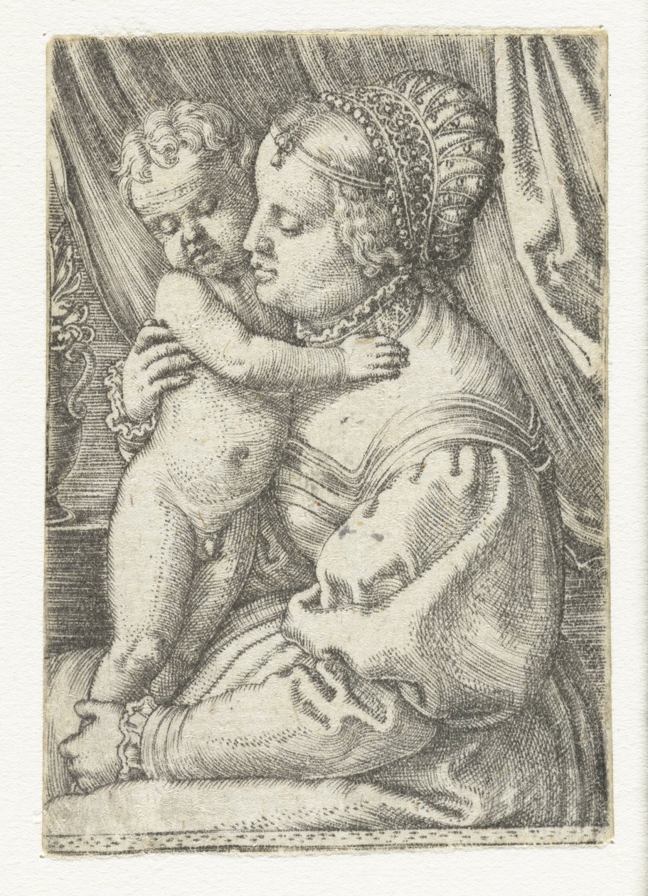 Mary sidder med et barn stående på hendes skød af Barthel Beham