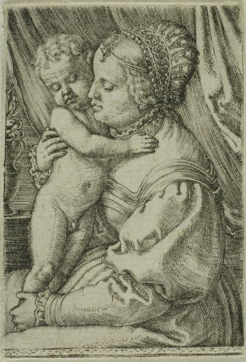Jomfruen med barnet og vasen af Barthel Beham
