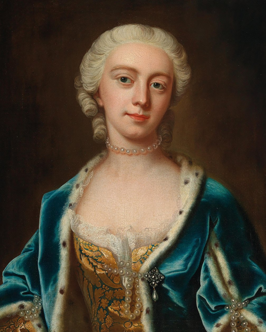 Portræt af Augusta af Saxe-Gotha 1719-1772, prinsesse af Wales, midten af det 18. årh. af Barthelemy Du Pan