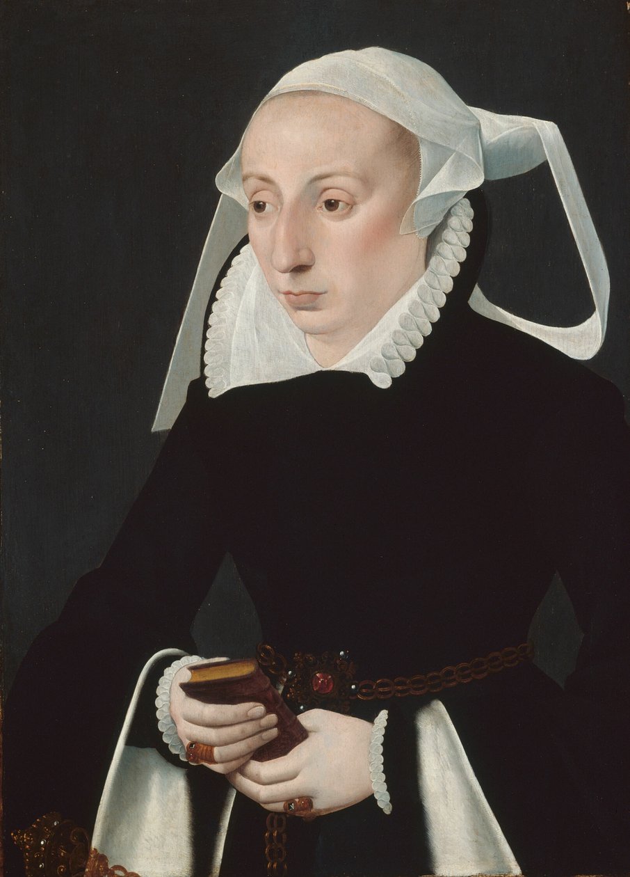 Portræt af en kvinde med en bønnebog af Bartholomaeus Bruyn the Younger