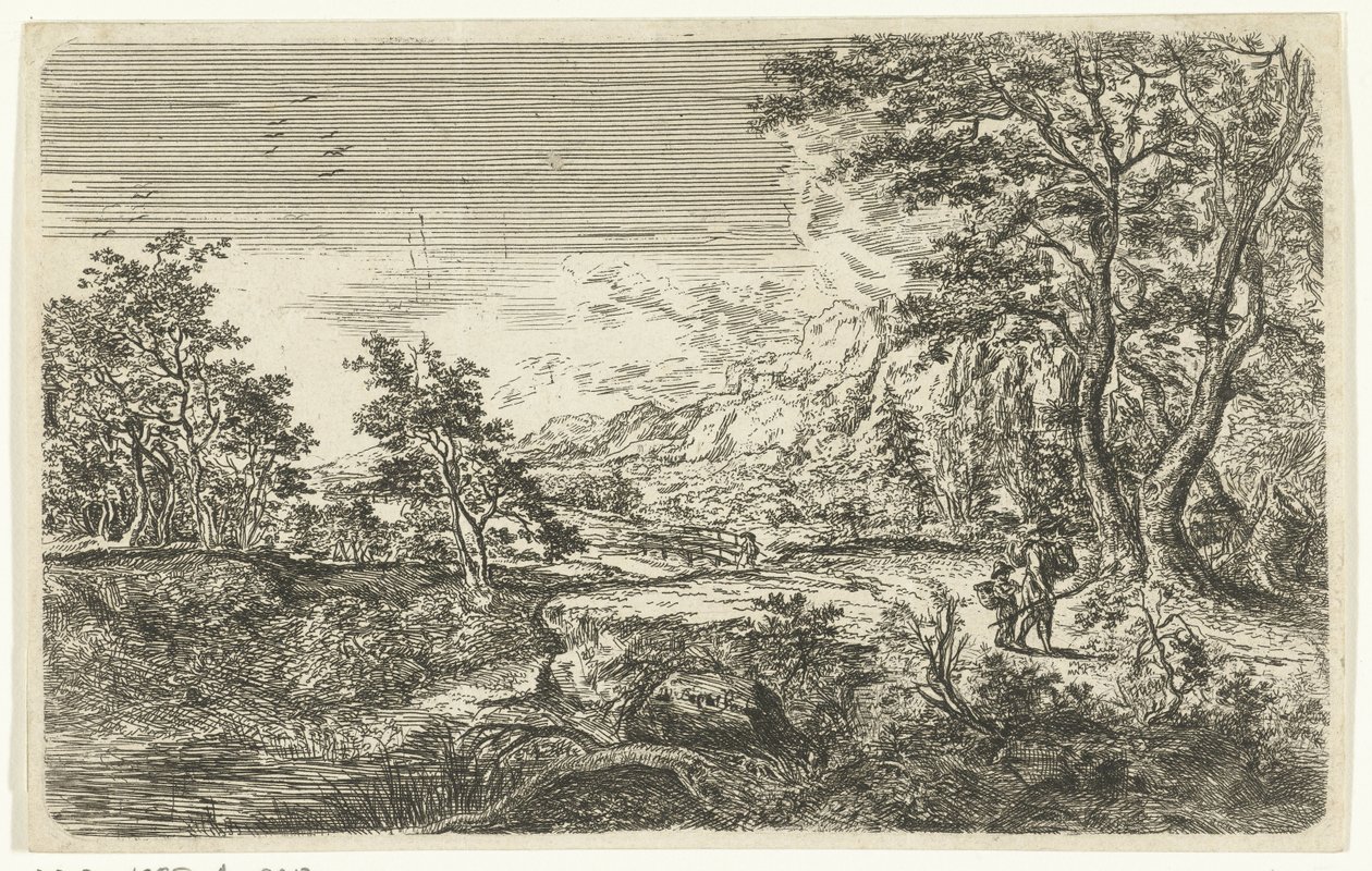Landskab med mand og dreng af Bartholomäus Ignaz Weiss (attributed to)