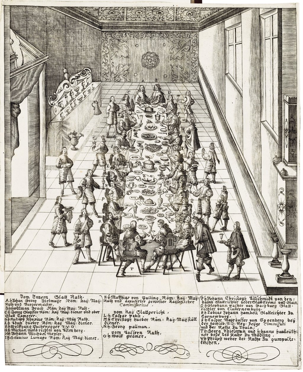 Festmåltid i anledning af troskabsløftet modtaget af Ferdinand IV (1633 -1654), konge af romerne, konge af Ungarn og konge af Bøhmen den 5. september 1651 i Wien af Bartholomäus Kilian