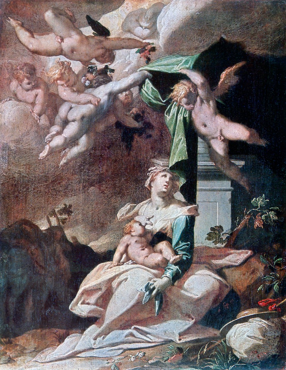 Flyvning til Egypten, c1566-1611. af Bartholomaeus Spranger