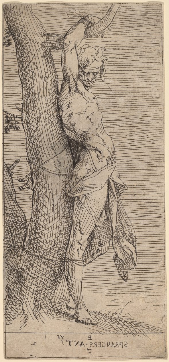 St. Sebastian, bundet til et træ af Bartholomaeus Spranger