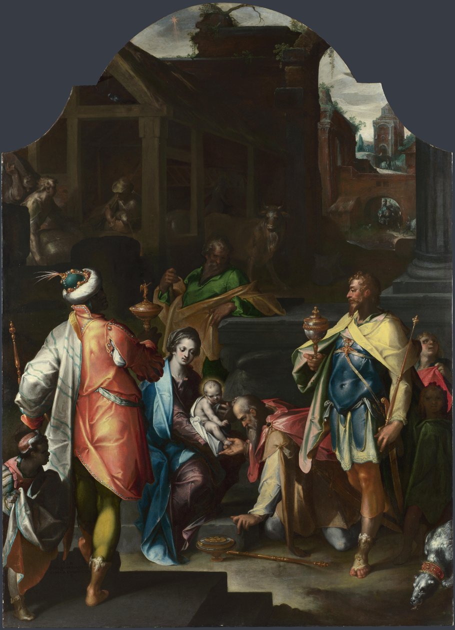 Kongernes tilbedelse, ca 1595 af Bartholomaeus Spranger
