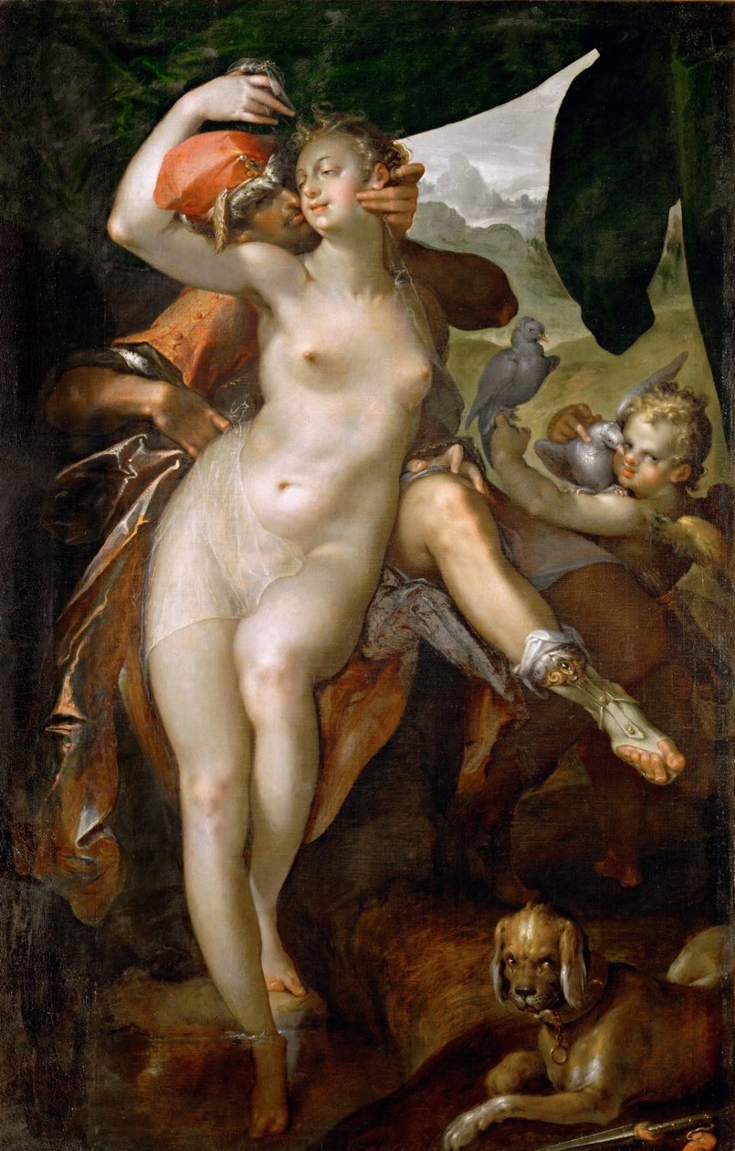 Venus og Adonis, ca 1595-1597 af Bartholomaeus Spranger