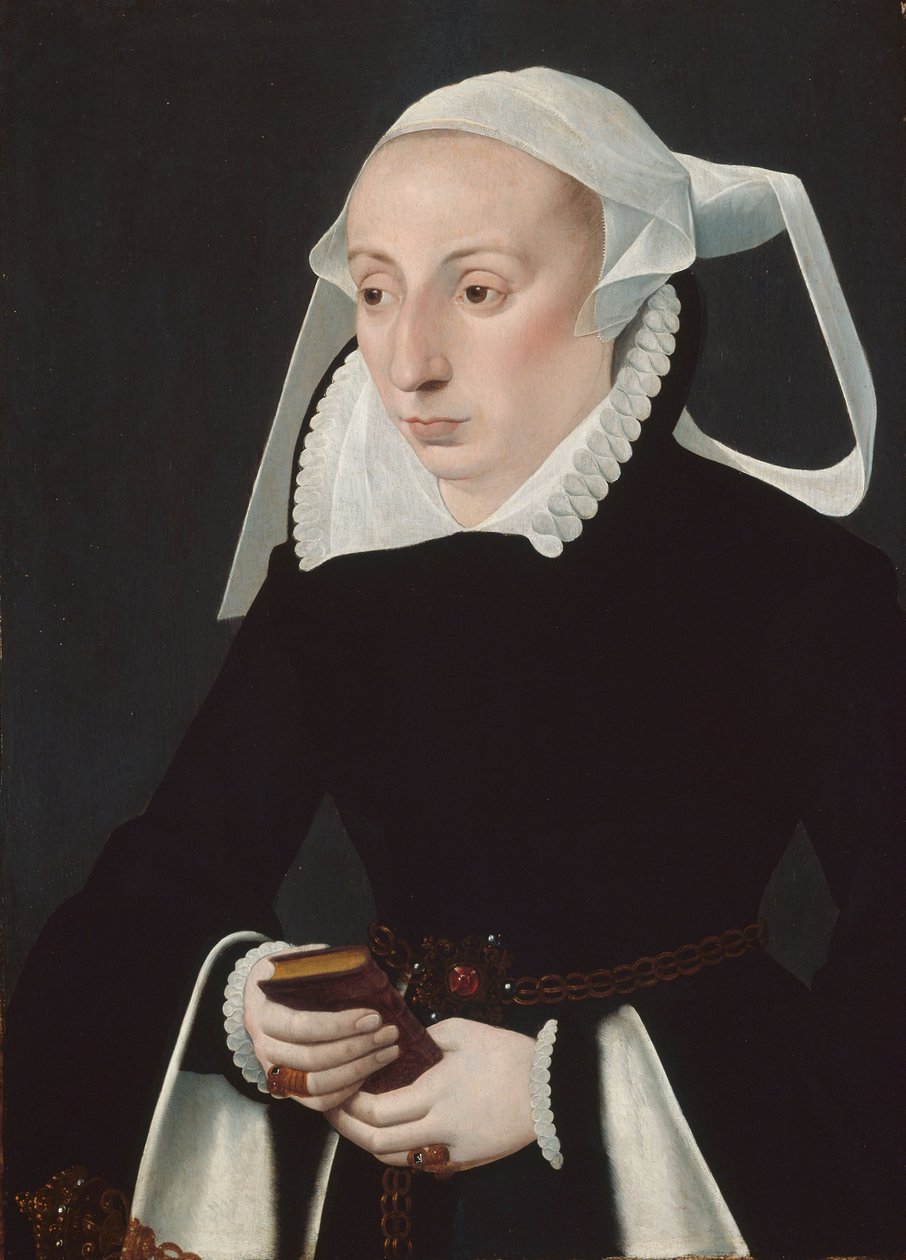 Portræt af en kvinde med en bønnebog af Bartholomaus the Younger Bruyn