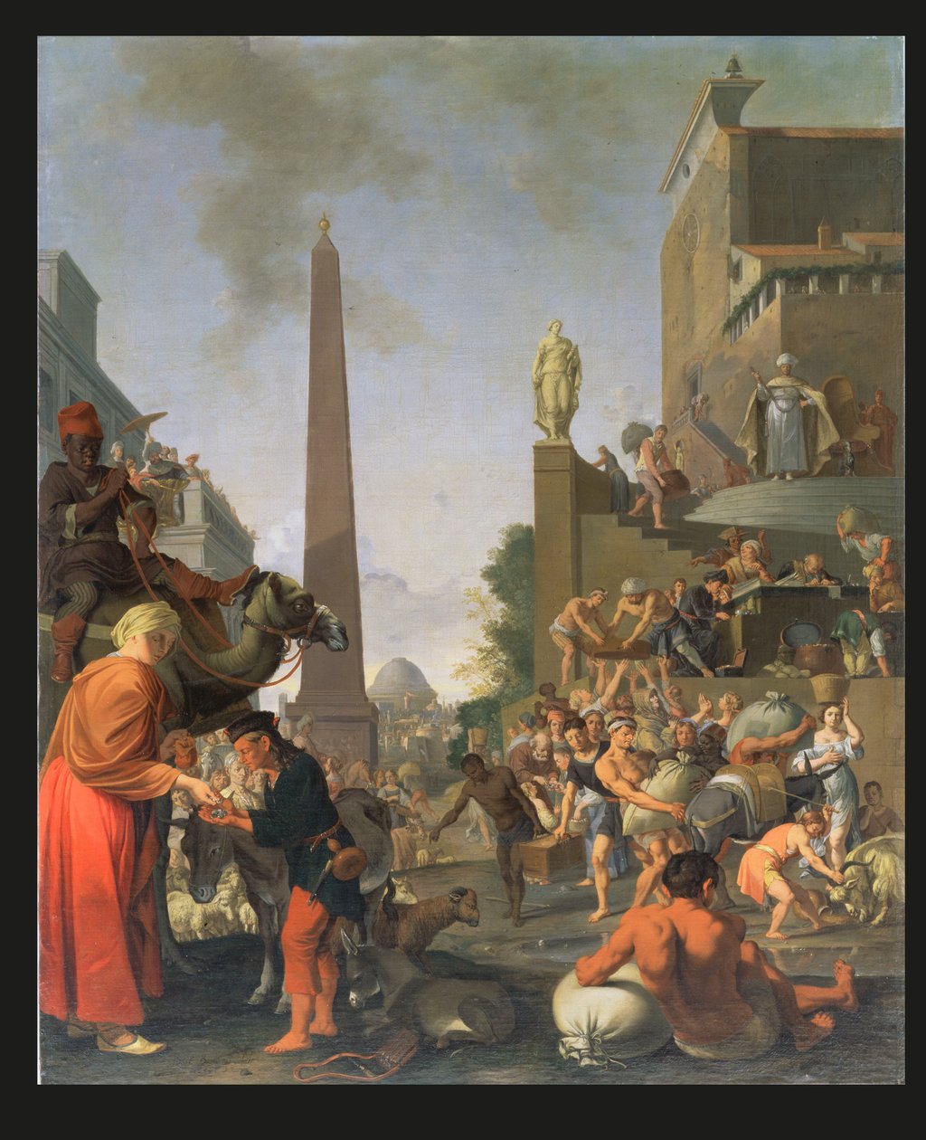 Joseph distribuerer majs i Egypten, 1655 af Bartholomeus Breenbergh