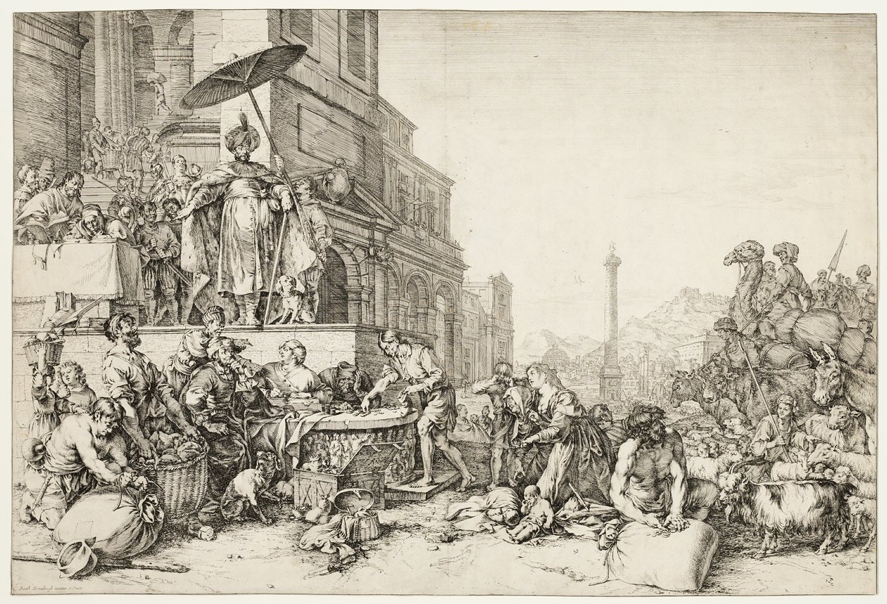 Joseph uddeler korn til Egypten af Bartholomeus Breenbergh