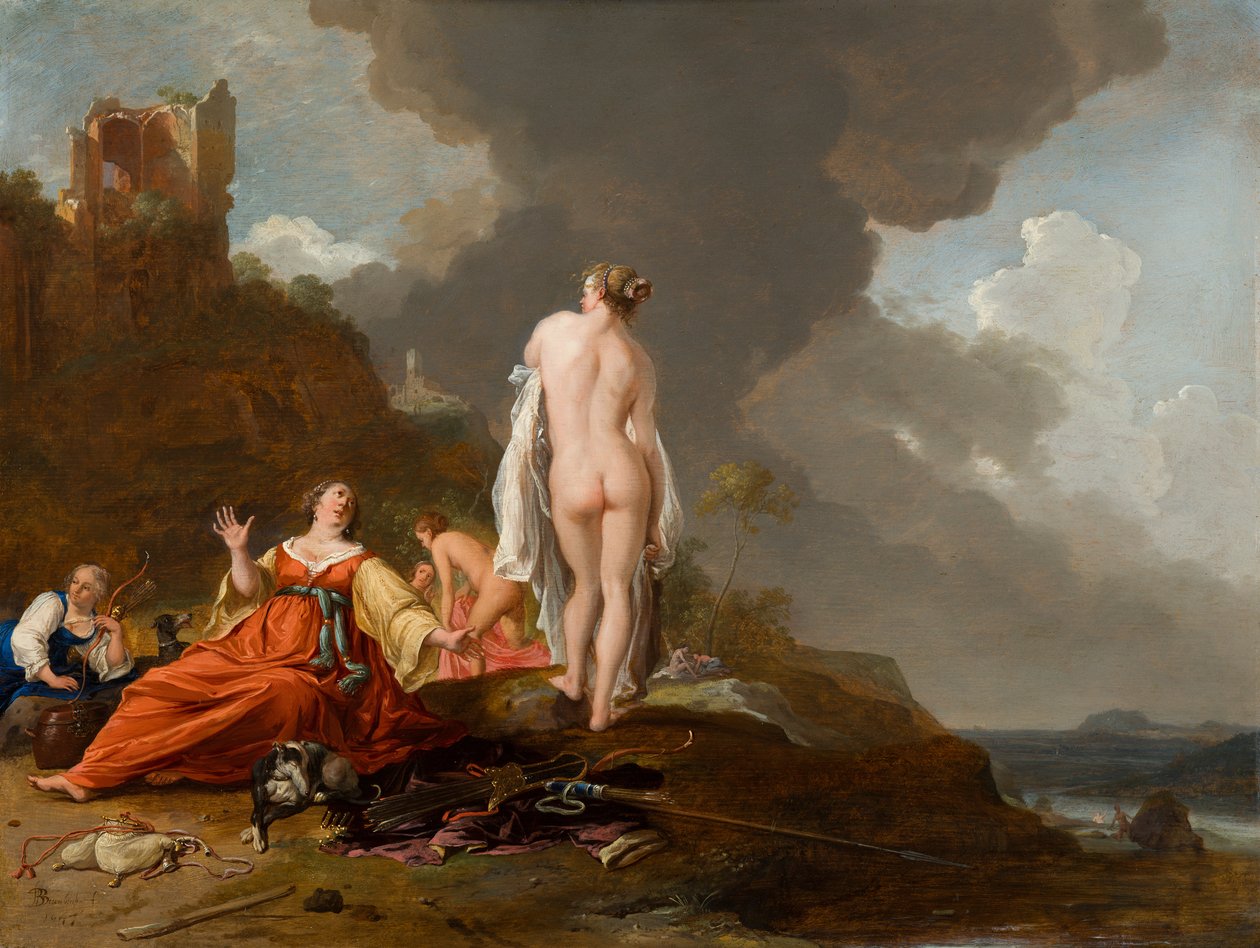 Landskab med jagtnymfe (og Diana) af Bartholomeus Breenbergh