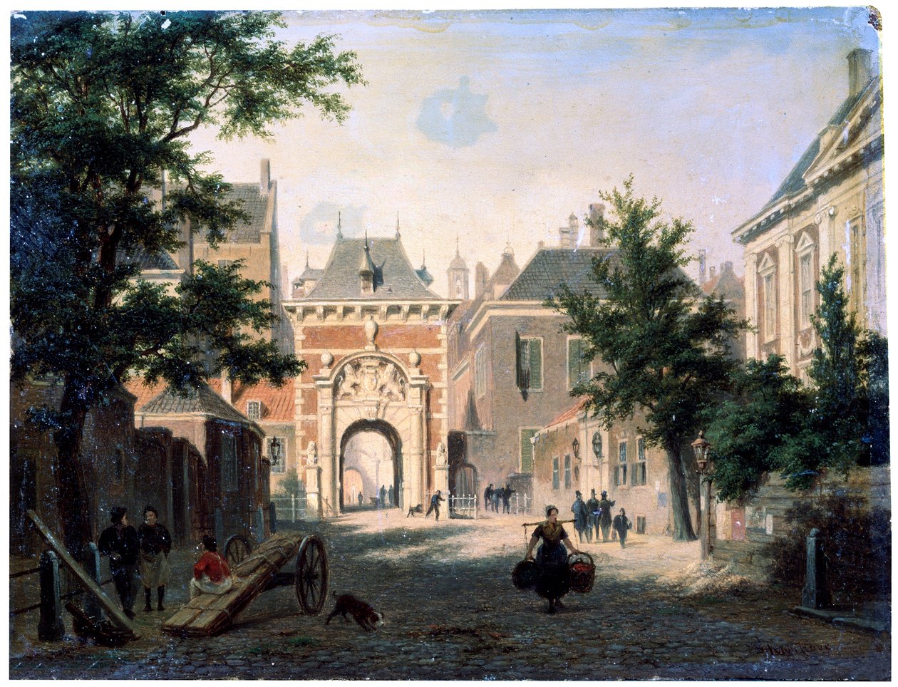 En by i Holland, 1800-tallet. af Bartholomeus Johannes van Hove