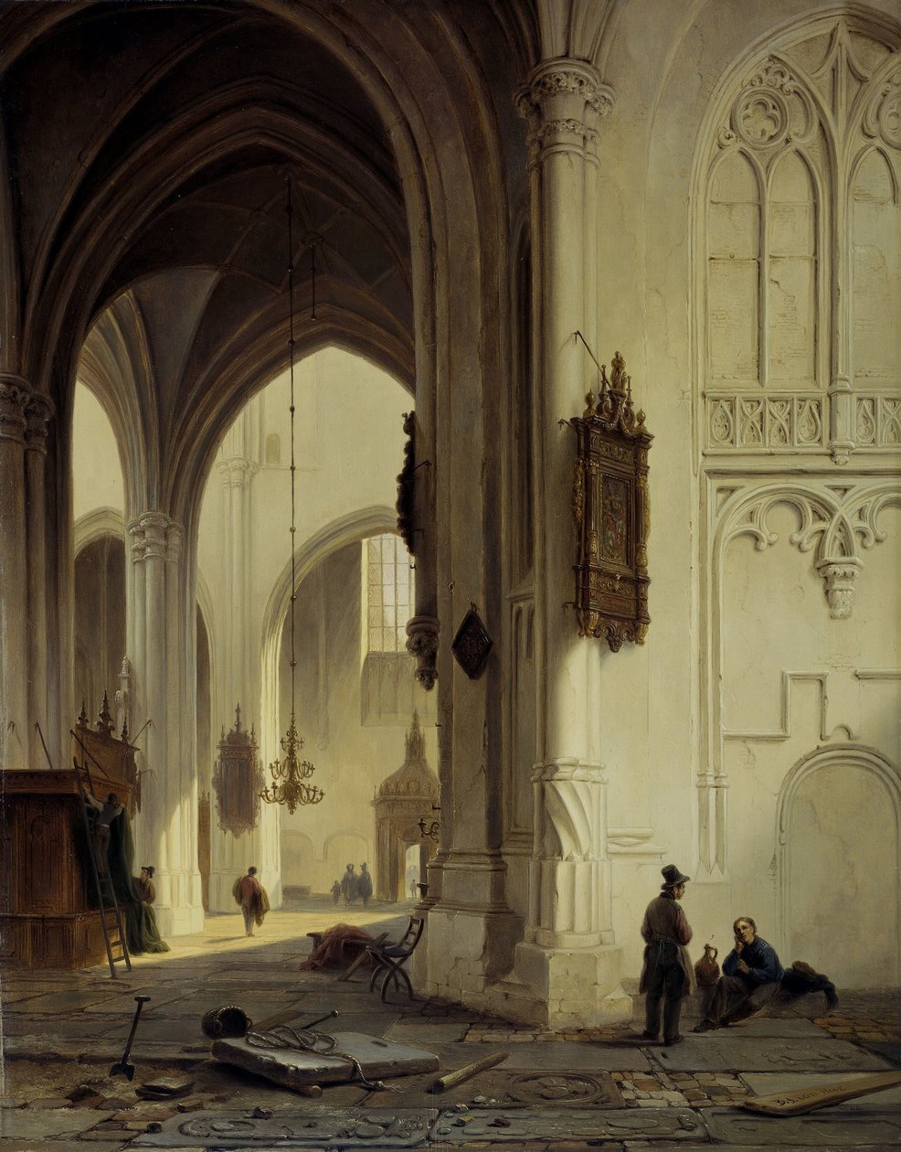 Kirkens interiør af Bartholomeus Johannes van Hove