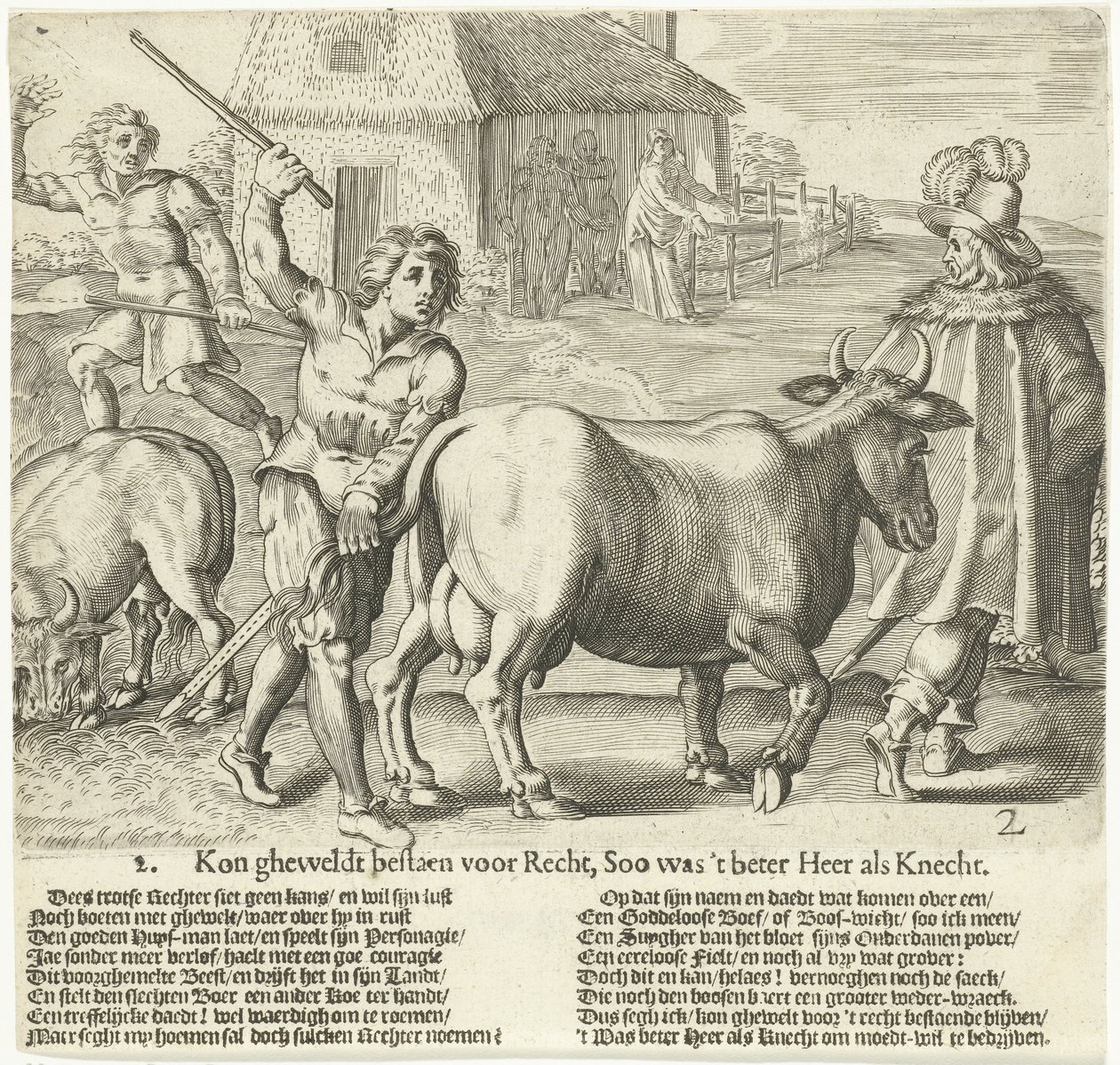 Fogeden fører bondens ko væk 2. Kunne gheweldt eksistere for Retfærdighed, Soo det var bedre Heer als Servant (titel på objekt) af Bartholomeus Willemsz. Dolendo