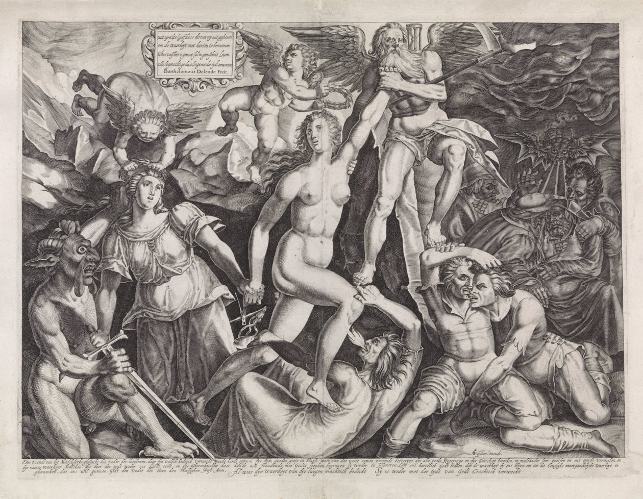 Tiden bringer sandheden frem i lyset ved hjælp af retfærdighed af Bartholomeus Willemsz. Dolendo