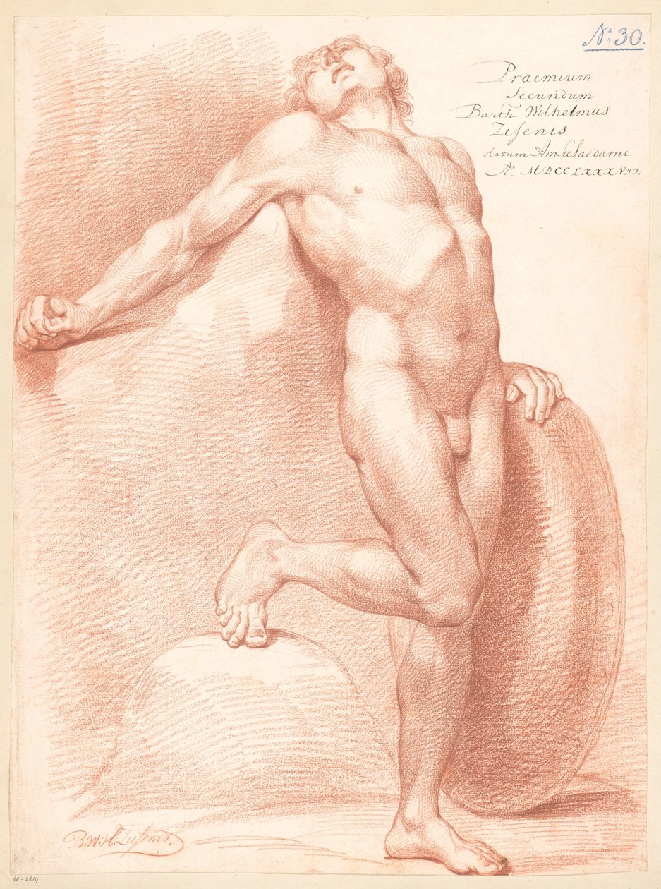 Stående nøgen mand, set forfra af Bartholomeus Ziesenis