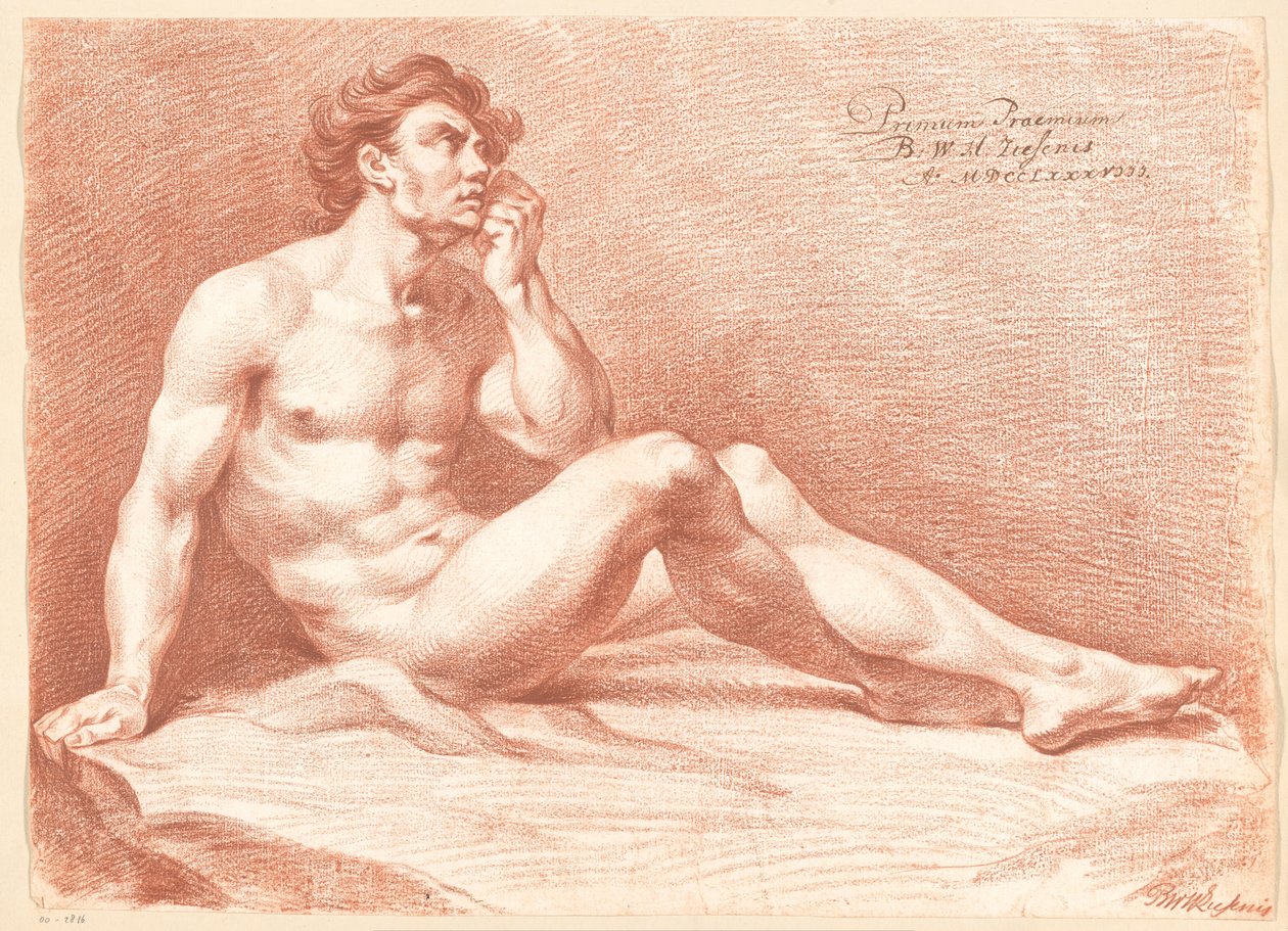 Siddende mand nøgen, set fra siden (1. præmie 1788) af Bartholomeus Ziesenis