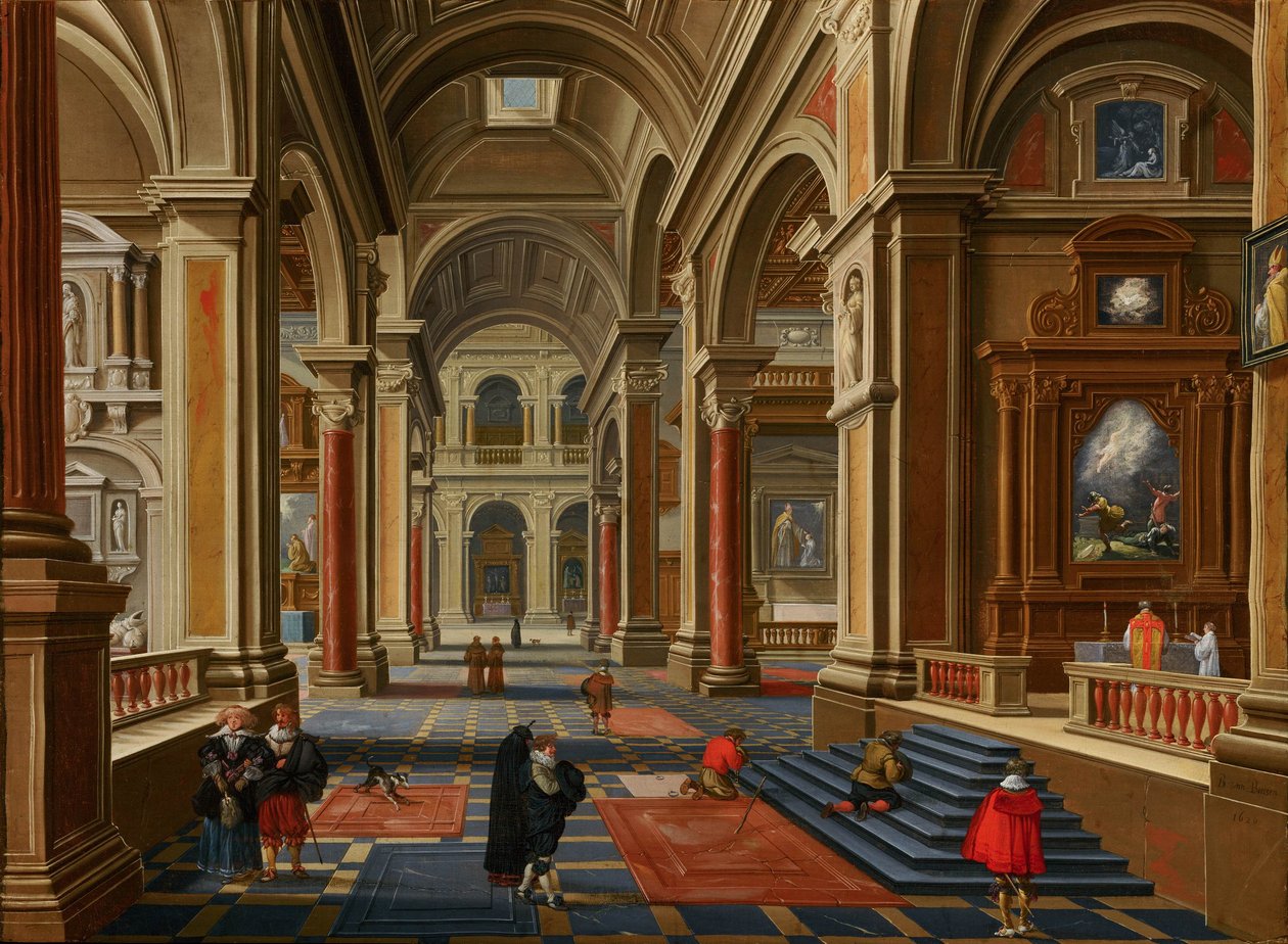 Interiør af en katolsk kirke af Bartholomeus van Bassen