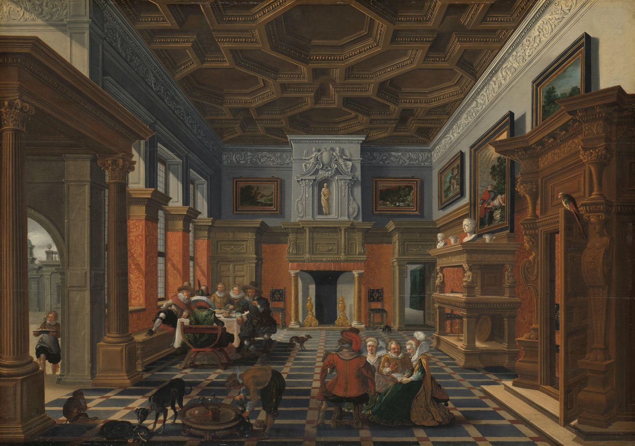 Interiør med et firma En virksomhed i et interiør af Bartholomeus van Bassen