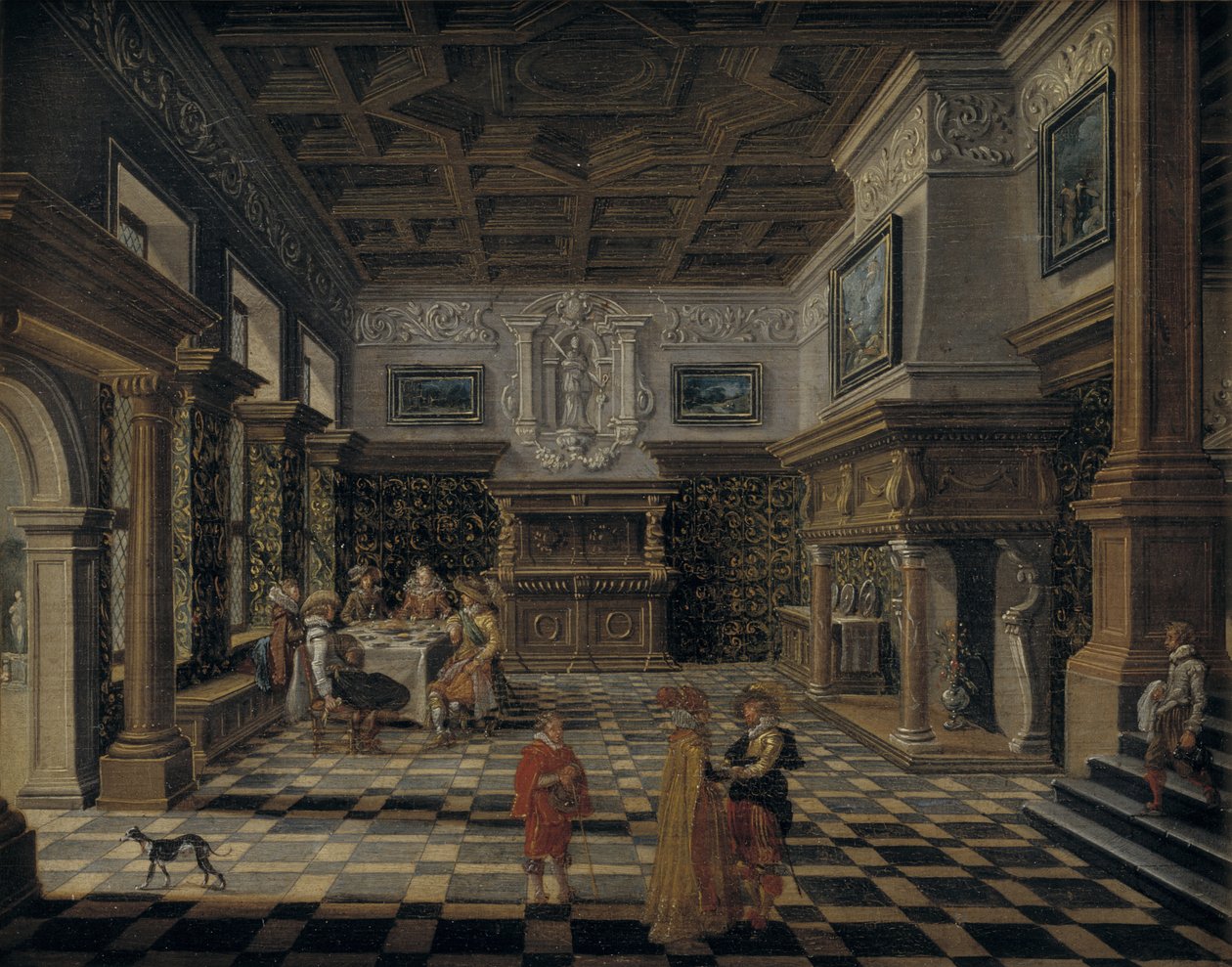 Overdådigt renæssanceinteriør med en banket af Bartholomeus van Bassen