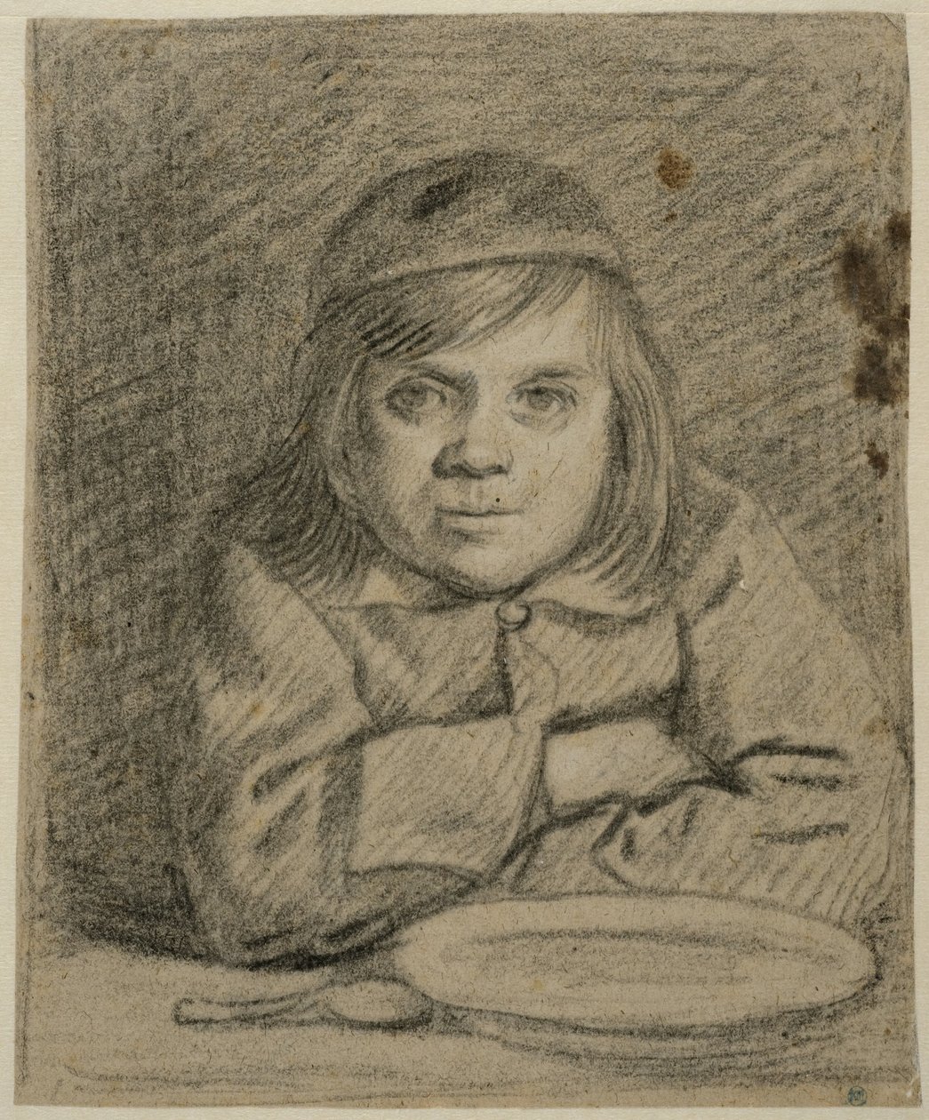 Dreng med foldede arme ved et bord af Bartholomeus van der Helst