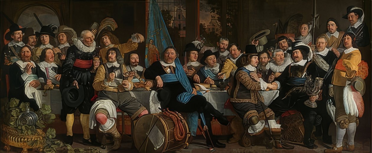 Riflens måltid for at fejre freden i Munster. 1648 af Bartholomeus van der Helst