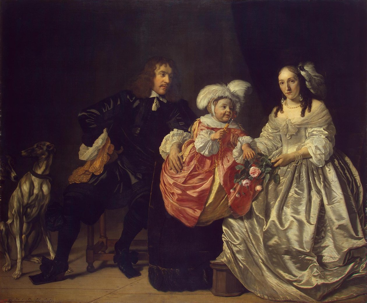 Familieportræt (Pieter Lucaszn van de Venne med Anna de Carpentier og barn) af Bartholomeus van der Helst