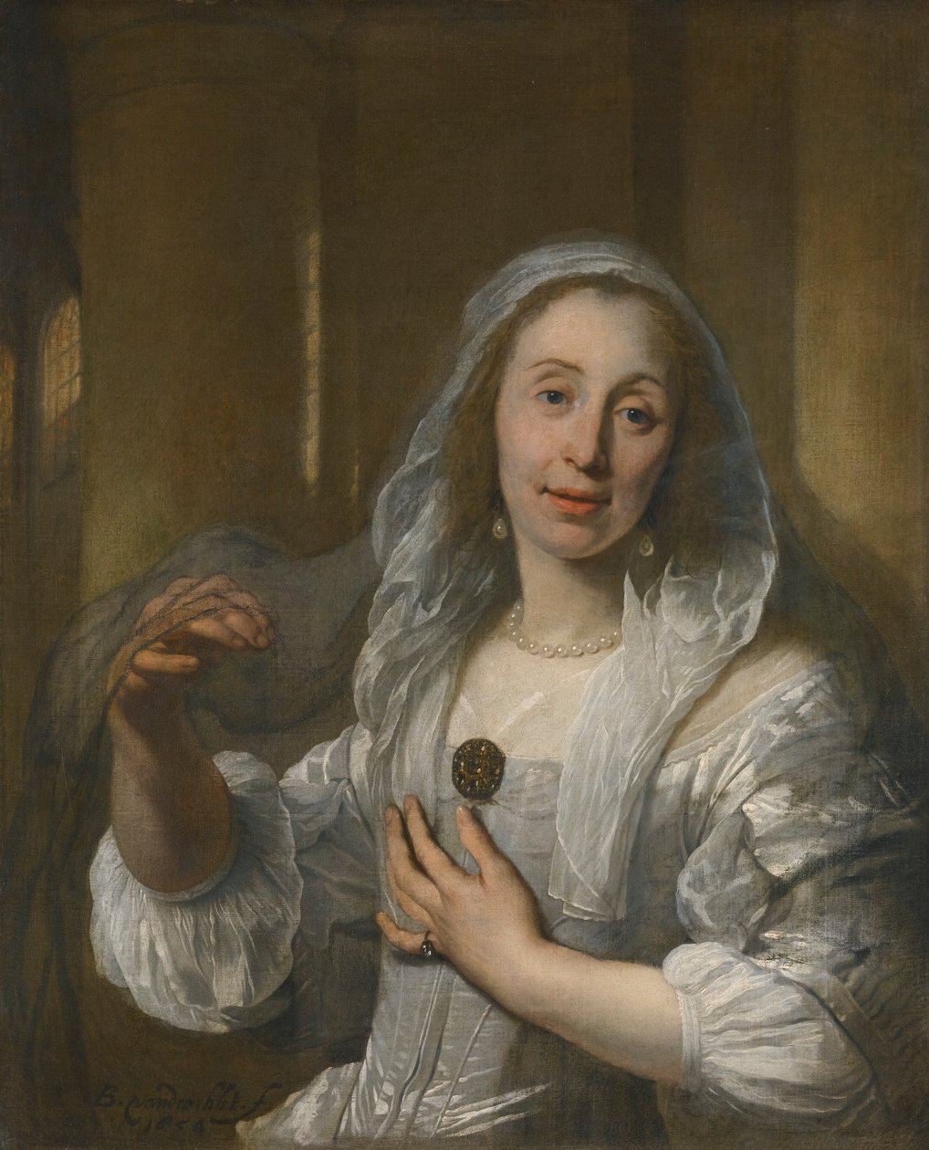 Portræt af en kvinde i hvidt af Bartholomeus van der Helst