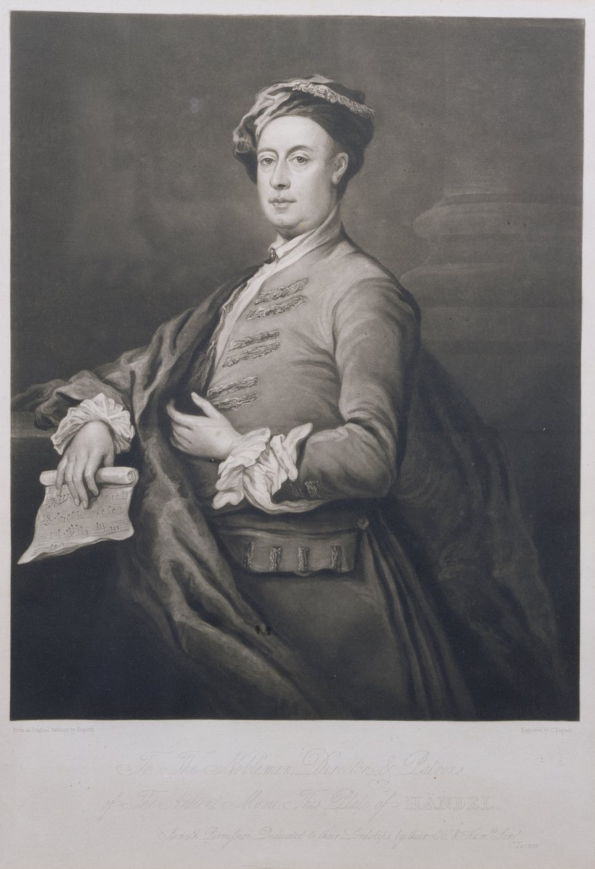 Portræt af George Frederick Handel (1685-1759) indgraveret af Charles Turner (1773-1857) 1821 (mezzotint) af Bartholomew Dandrige