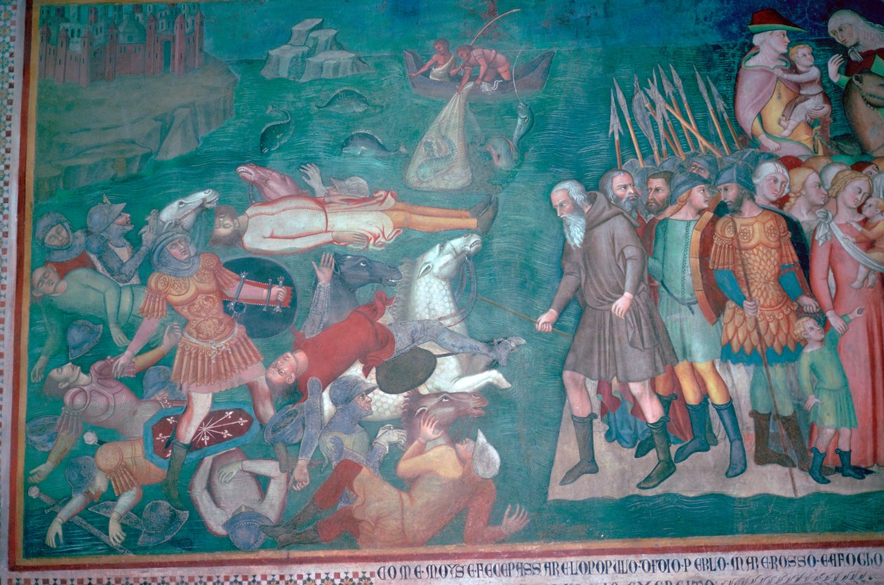 Fresko af israelitterne, der krydser Det Røde Hav, 1300-tallet af Bartolo di Fredi