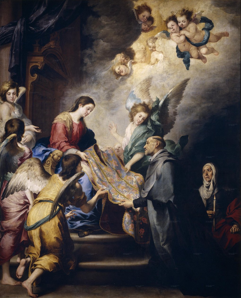 Jomfruens nedstigning for at belønne Sankt Ildefonsos skrifter af Bartolomé Esteban Murillo