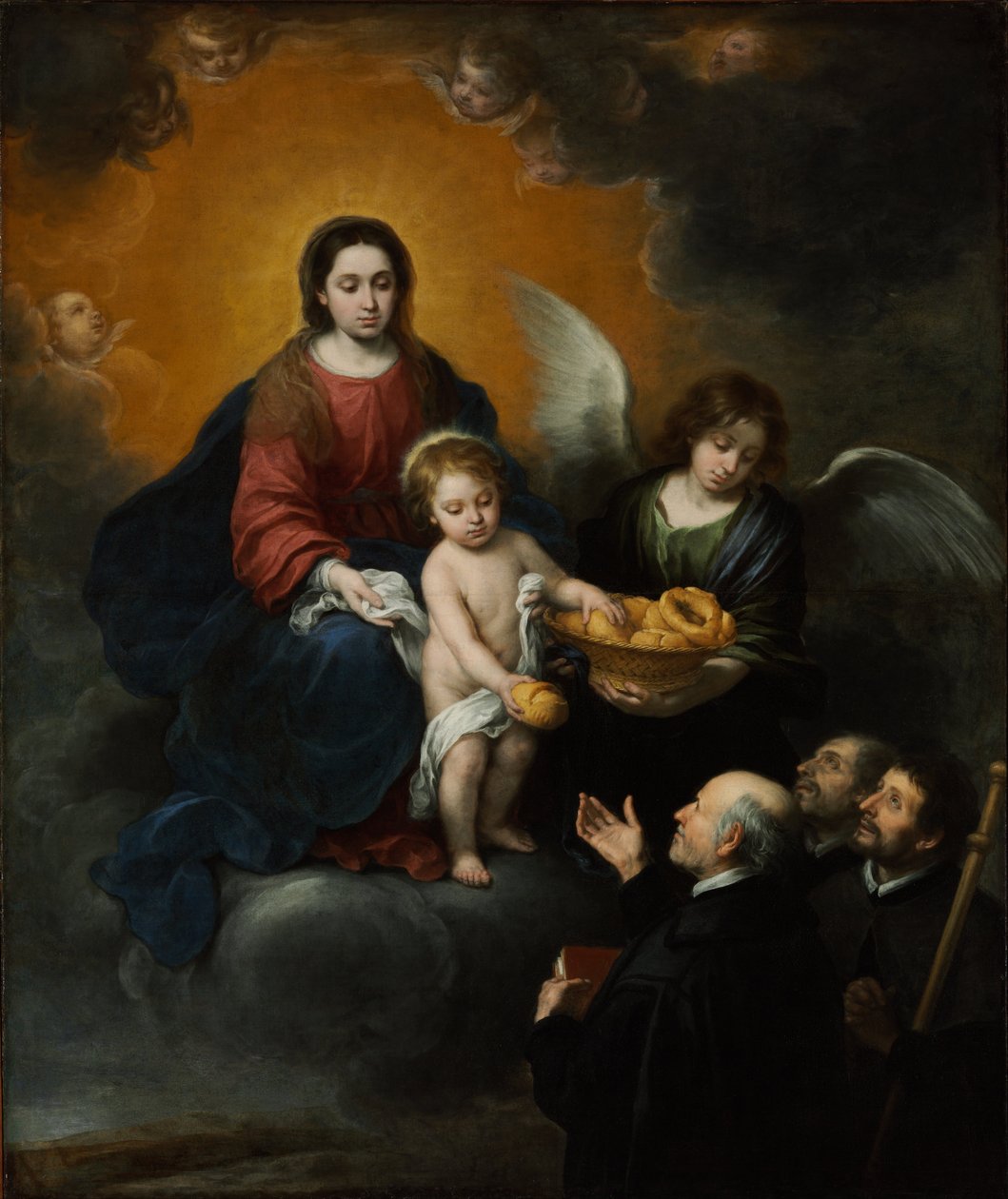 Spædbarnets Kristus fordeler brød til pilgrimme af Bartolomé Esteban Murillo