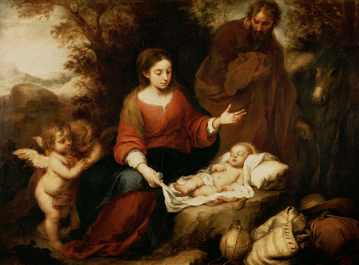 Resten på flugten til Egypten af Bartolomé Esteban Murillo
