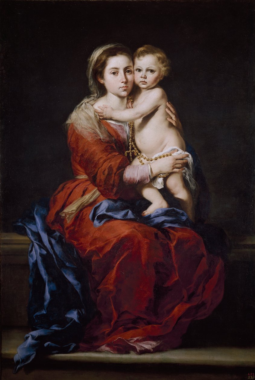 Jomfru og barn med en rosenkrans af Bartolomé Esteban Murillo