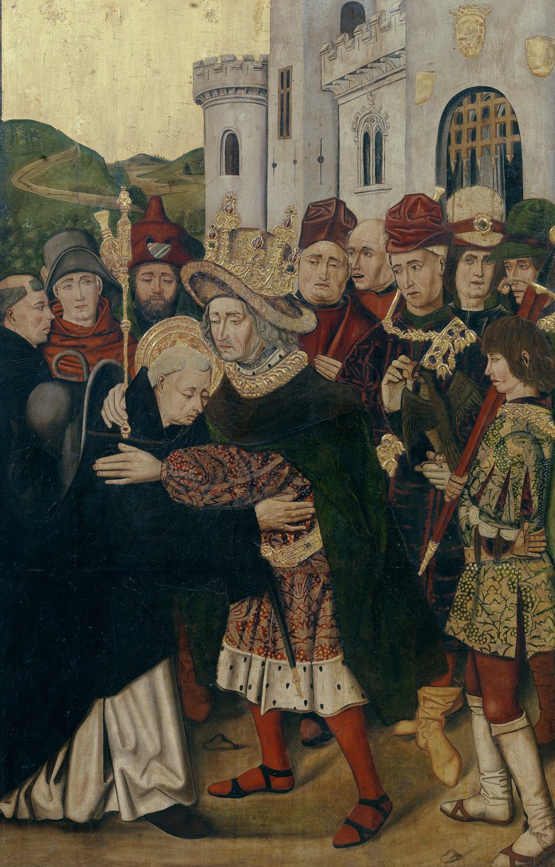 Kong Ferdinand I af Castilla bød velkommen til Saint Dominic af Silos, 1478-1480 af Bartolomé Bermejo