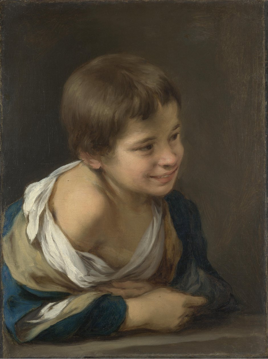 En bondedreng læner sig op ad en vindueskarm af Bartolomé Esteban Murillo