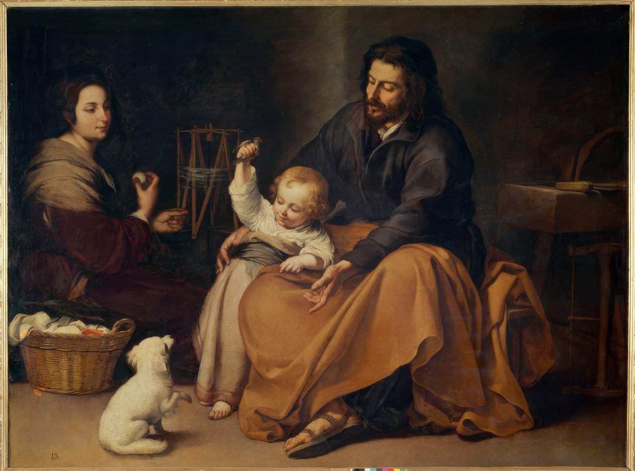 Hellig familie med den lille fugl af Bartolomé Esteban Murillo