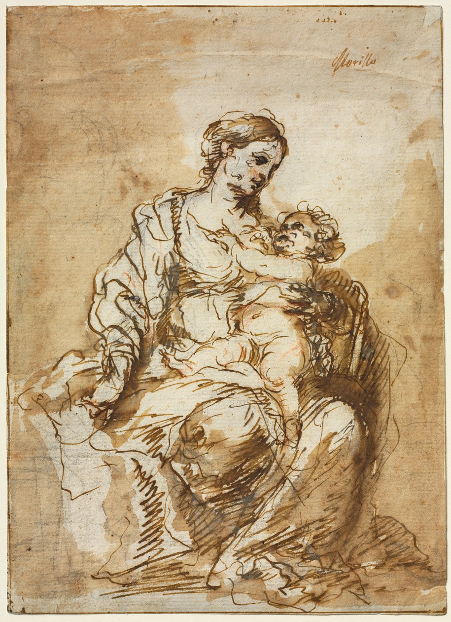Madonna plejer Kristusbarnet af Bartolomé Esteban Murillo
