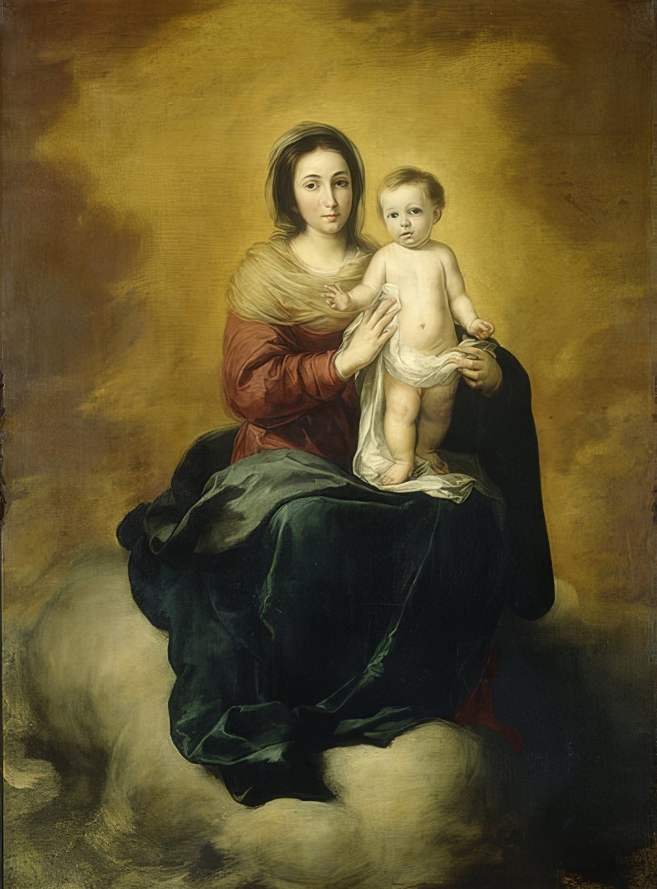 Madonna og barn. 1660-80 af Bartolomé Esteban Murillo