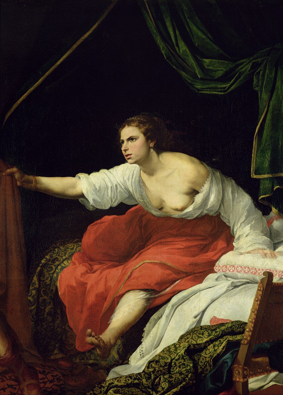 Potifars kone, detalje af Josef og Potifars kone, 1645-48, se 242067 af Bartolomé Esteban Murillo