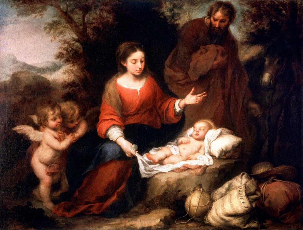 Rest on the Flight into Egypt, c1665 af Bartolomé Esteban Murillo