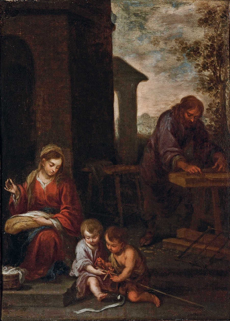 Den hellige familie med spædbarnet Johannes Døberen, 1660-70 af Bartolomé Esteban Murillo