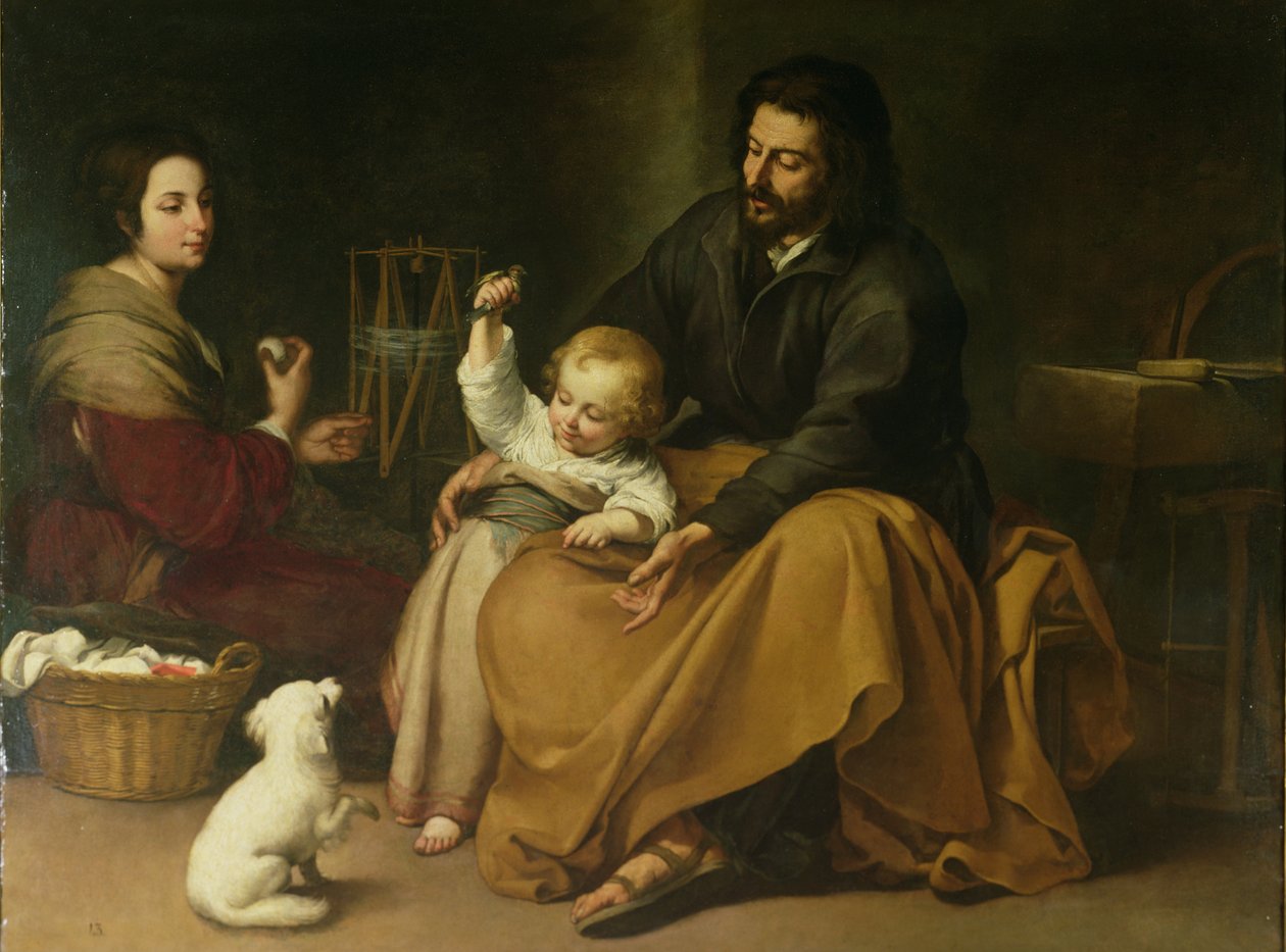 Den hellige familie med den lille fugl, ca. 1650 af Bartolomé Esteban Murillo