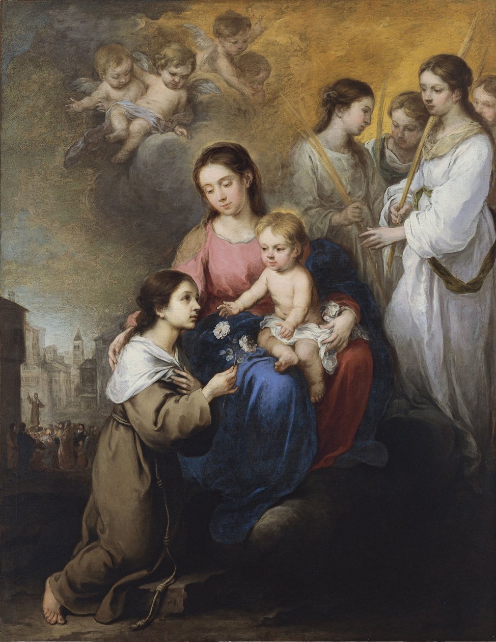 Jomfruen og barnet med Sankt Rose af Viterbo af Bartolomé Esteban Murillo