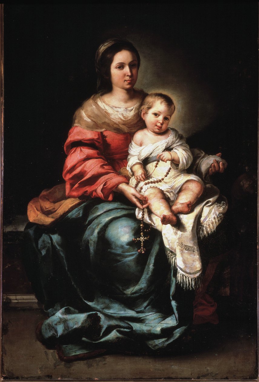 Rosenkransens jomfru - olie på lærred, ca 1650 af Bartolomé Esteban Murillo