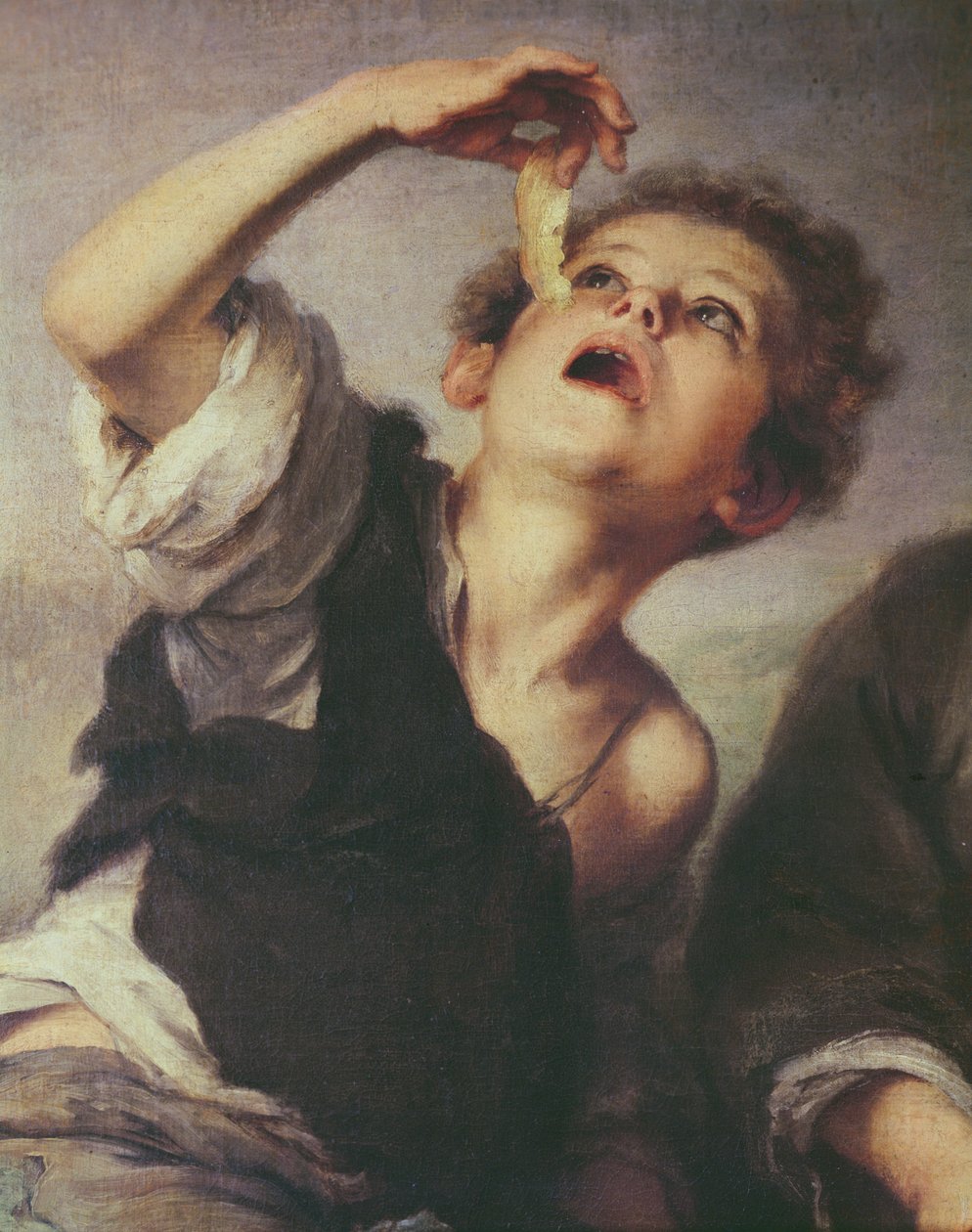 Detalje af børn, der spiser en tærte, 1670-75 olie på lærred se 213978 af Bartolomé Esteban Murillo