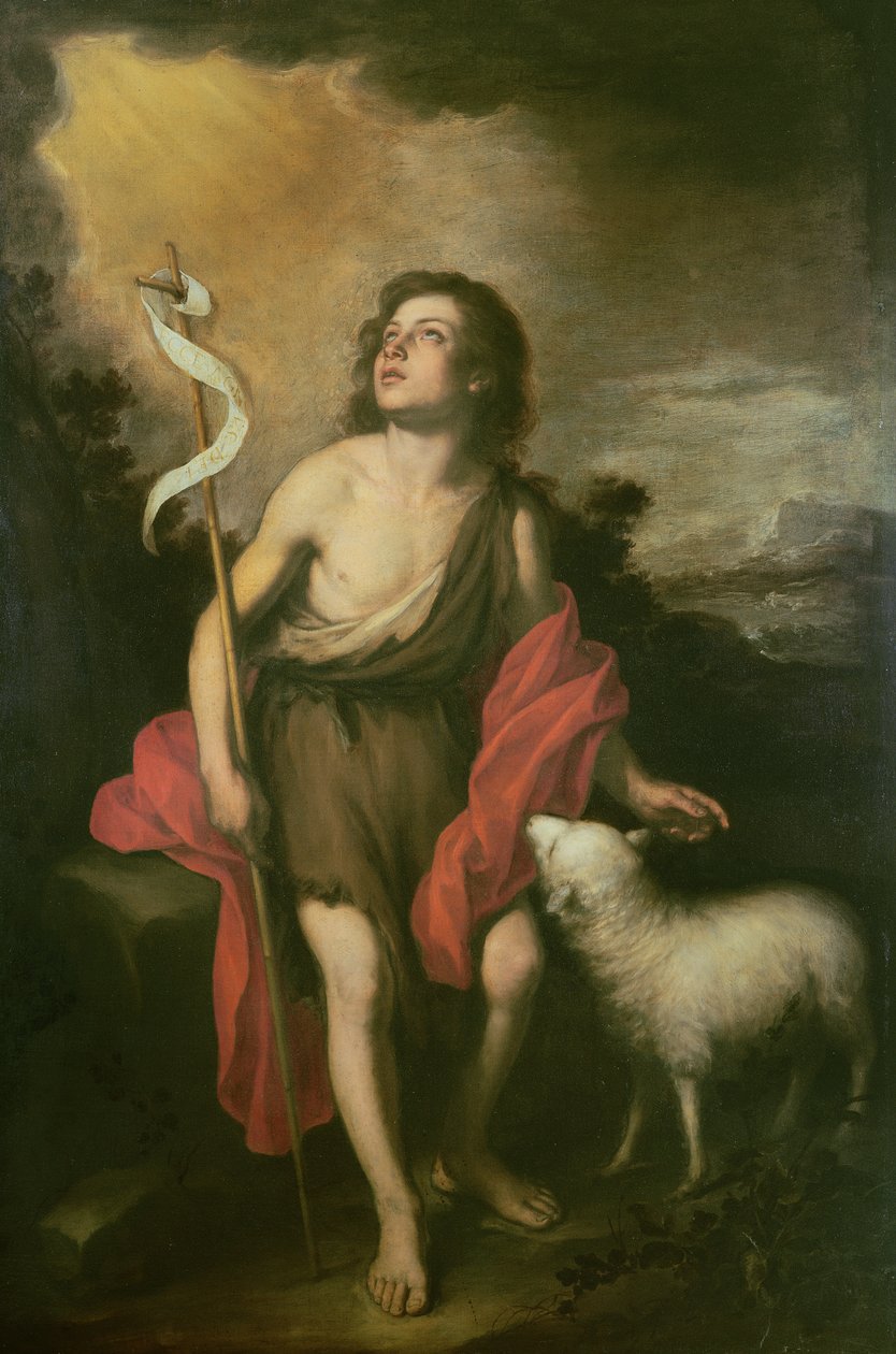 Johannes med et lam af Bartolomé Esteban Murillo