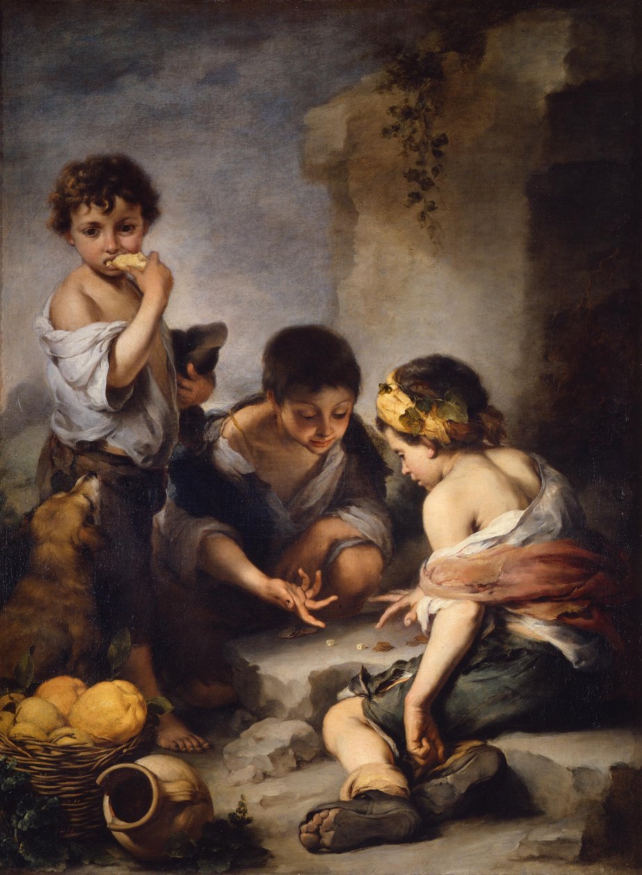 Drenge, der spiller terningespil af Bartolomé Esteban Murillo