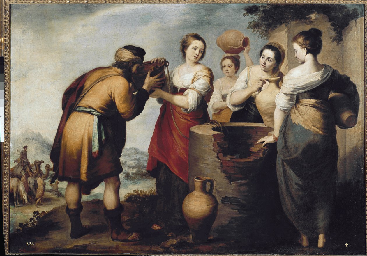 Rebecca og Eleazar ved brønden (olie på lærred af Bartolomé Esteban Murillo